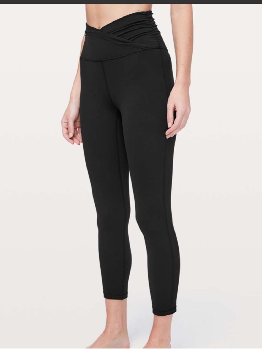 Lululemon Still Mind Crop 23” Leggings Sz 10 Black Nulu Wrap Waist Yoga*Y24